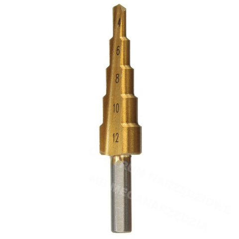 WIERTŁO STOŻKOWE STOPNIOWE HS TYTAN 4-12mm WIERTŁA WIERTŁO STOŻKOWE STOPNIOWE HS TYTAN 4-12mm WIERTŁA