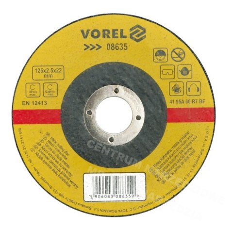 VOREL Tarcza do cięcia metalu 125 x 2,5 x 22,2mm