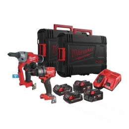 MILWAUKEE Cordless Tool Set of 2 - Riveter, Powerpack Drill M18FPP2G3-524XEU