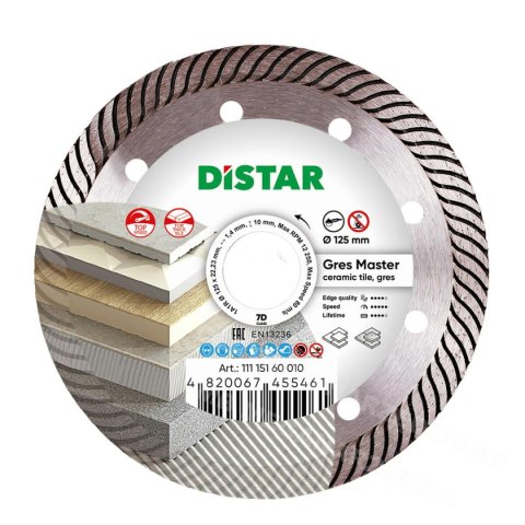 DISTAR Tarcza diamentowa gres master 125 x 1,4 x 10 x 22,23mm