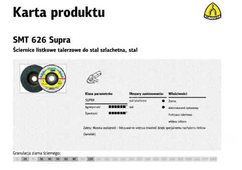 KLINGSPOR Convex Flap Wheel SMT626 SUPRA 125mm gr. 40 KLINGSPOR Convex Flap Wheel SMT626 SUPRA 125mm gr. 40