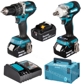 MAKITA COMBO Set 3x Battery 5.0AH (Drill Driver DHP484 + Impact Wrench DTW300)