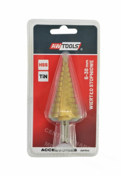 AWTOOLS Wiertło stopniowe HSS-TIN / 6-38mm AWTOOLS Wiertło stopniowe HSS-TIN / 6-38mm