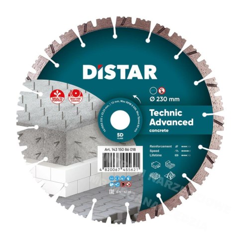DISTAR Tarcza diamentowa TECHNIC ADVANCED 232 x 2,6/1,8 x 12 x 22,23-16 DISTAR Tarcza diamentowa TECHNIC ADVANCED 232 x 2,6/1,8 x 12 x 22,23-16