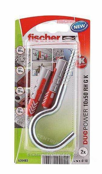 FISCHER Kołek Duopower 10x50 z hakiem okrągłym /2szt. FISCHER Kołek Duopower 10x50 z hakiem okrągłym /2szt.