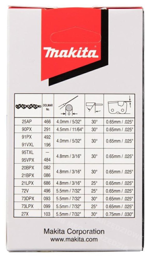 MAKITA Łańcuch tnący 25AP 25cm 1,3mm 1/4" MAKITA Łańcuch tnący 25AP 25cm 1,3mm 1/4"