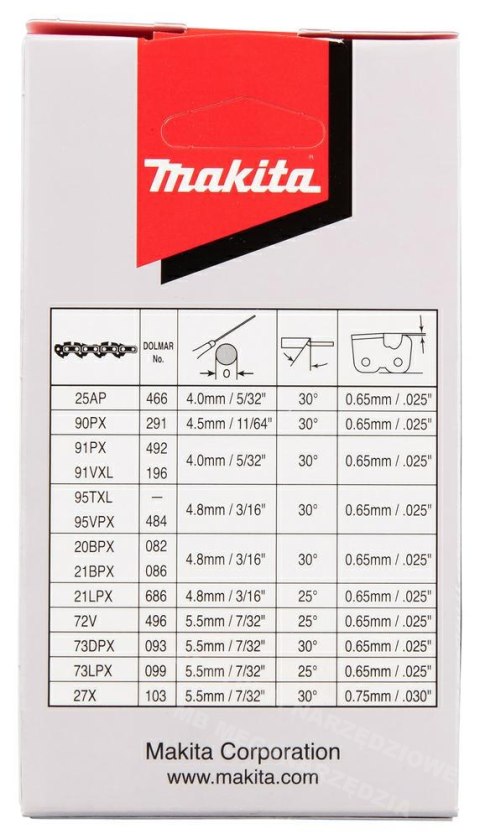 MAKITA Łańcuch tnący 91PX 25cm 1,3mm 3/8" MAKITA Łańcuch tnący 91PX 25cm 1,3mm 3/8"
