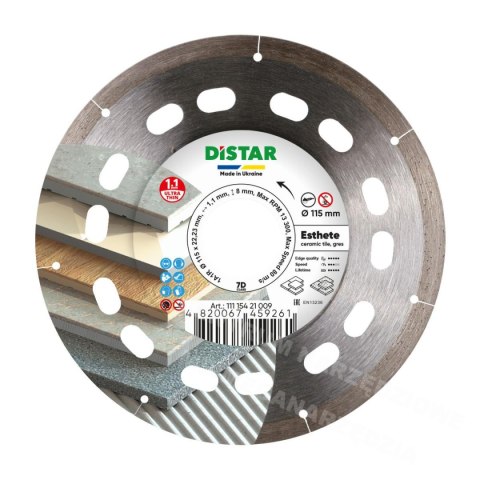 DISTAR Tarcza diamentowa ESTHETE 115 x 1,1 x 8 x 22,23mm DISTAR Tarcza diamentowa ESTHETE 115 x 1,1 x 8 x 22,23mm