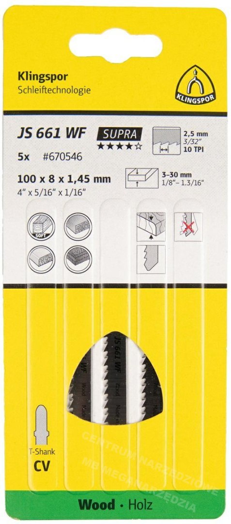 KLINGSPOR Brzeszczot do wyrzynarki 100x8x1,45mm JS 661 WF /5szt. KLINGSPOR Brzeszczot do wyrzynarki 100x8x1,45mm JS 661 WF /5szt.