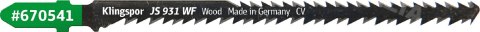KLINGSPOR Jigsaw Blade 115x5x1,45mm JS 931 WF /5pcs.