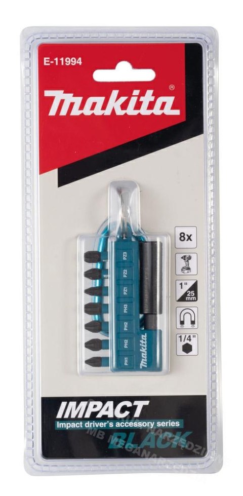 MAKITA Screwdriver bit set /8pcs. Impact Black MAKITA Screwdriver bit set /8pcs. Impact Black