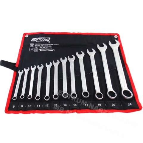 AWTOOLS ZESTAW KLUCZY 8-24mm KLUCZE PŁASKO OCZKOWE 12SZT