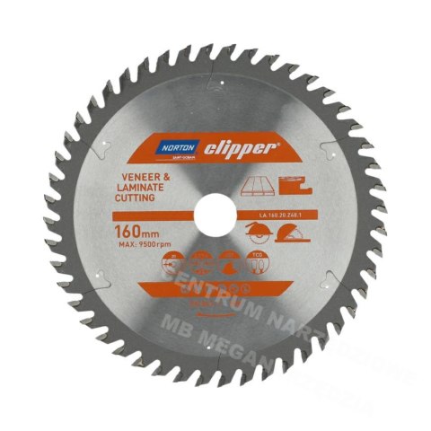 NORTON Piła tarczowa 160mm x 20mm x 48z laminaty i fornir (2,2/1,6) NORTON Piła tarczowa 160mm x 20mm x 48z laminaty i fornir (2,2/1,6)