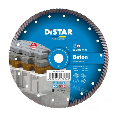 DISTAR Tarcza diamentowa BETON PRO 230 x 2,6 x 22,23mm Turbo