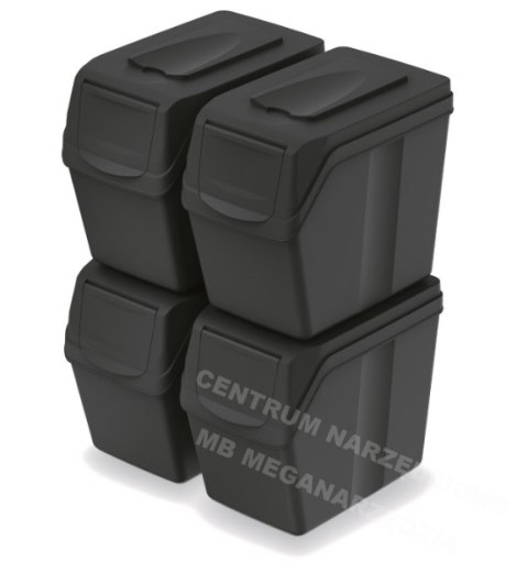 KEDEN Kosz na śmieci Sortibox 20L SET 4 - Czarny recykling KEDEN Kosz na śmieci Sortibox 20L SET 4 - Czarny recykling