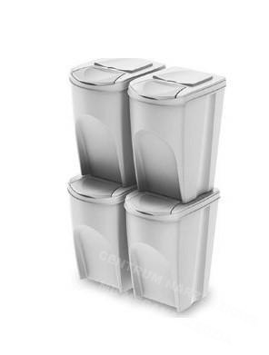 KEDEN Kosz na śmieci Sortibox 35L SET 4 - Popielaty KEDEN Kosz na śmieci Sortibox 35L SET 4 - Popielaty