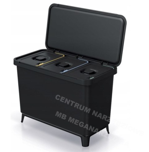 KEDEN Kosz na śmieci Systema 3x10L - Czarny recykling KEDEN Kosz na śmieci Systema 3x10L - Czarny recykling