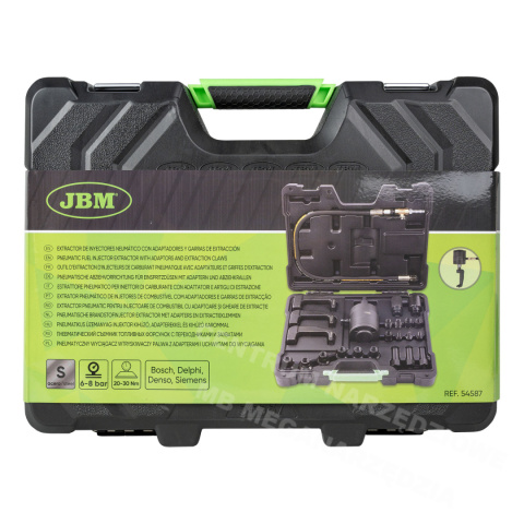 JBM Pneumatyczny ściągacz do wtryskiwaczy z adapterami 54587 JBM Pneumatyczny ściągacz do wtryskiwaczy z adapterami 54587