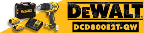 DEWALT Wiertarko-wkrętarka 18V 90Nm 2x Akumulator 1,7Ah POWERSTACK DCD800E2T DEWALT Wiertarko-wkrętarka 18V 90Nm 2x Akumulator 1,7Ah POWERSTACK DCD800E2T