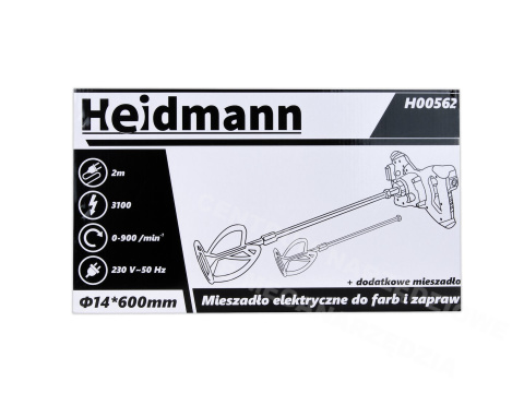 HEIDMANN Mieszadło elektryczne LED do farb, zapraw i tynków 3100W HEIDMANN Mieszadło elektryczne LED do farb, zapraw i tynków 3100W
