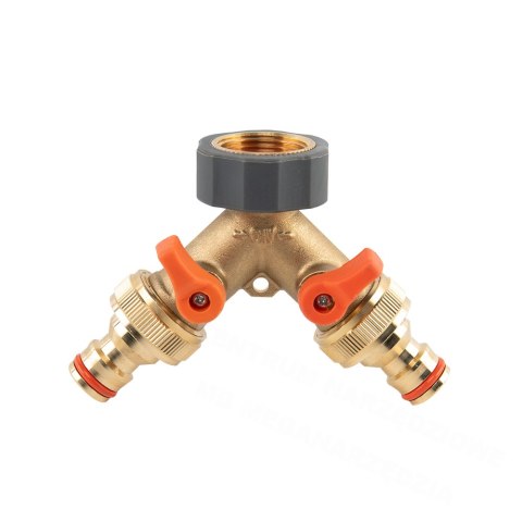 2-way manifold gw 3/4"x gz 3/4" brass with brass soft valves 2-way manifold gw 3/4"x gz 3/4" brass with brass soft valves