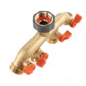 4-way manifold gw 3/4"x gz 3/4" brass with brass soft valves