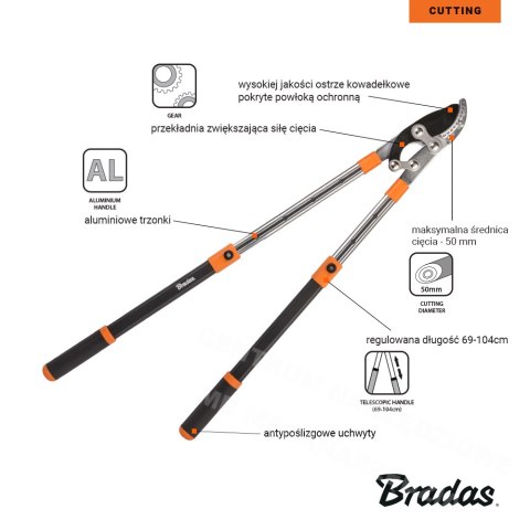 Pruning shears V-Series-D passing blade 50mm telescopic aluminium Pruning shears V-Series-D passing blade 50mm telescopic aluminium