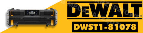 DEWALT Radio akumulatorowo-sieciowe TSTAK System FM/DAB+ bluetooth Ładowarka DEWALT Radio akumulatorowo-sieciowe TSTAK System FM/DAB+ bluetooth Ładowarka