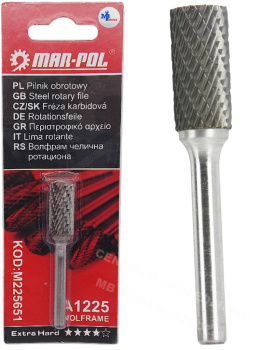 MAR-POL HSS cylindrical metal file milling cutter 12x25mm