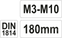 ADJUSTABLE KNOB FOR THREADS M3-M10 180mm