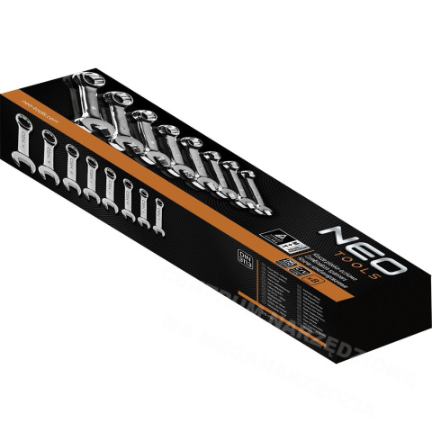 NEO TOOLS Zestaw kluczy płasko-oczkowych klucze krótkie 8-19 mm NEO TOOLS Zestaw kluczy płasko-oczkowych klucze krótkie 8-19 mm