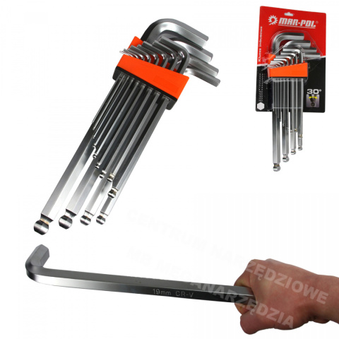 KLUCZE IMBUSOWE HEX DŁUGIE Z KLULKĄ 2-19mm 13szt M66429