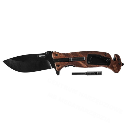 NEO TOOLS Nóż surwiwalowy składany 6w1 22cm + krzesiwo NEO TOOLS Nóż surwiwalowy składany 6w1 22cm + krzesiwo
