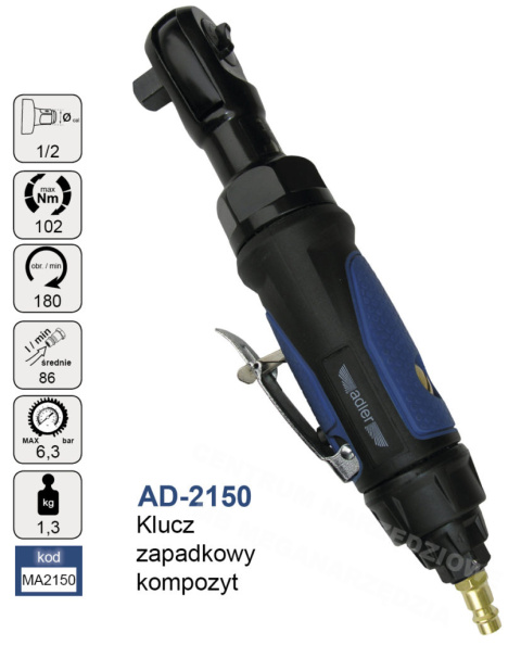 ADLER AD-2150 GRZECHOT PNEUM. 1/2 KOMPOZYT 102Nm ADLER AD-2150 GRZECHOT PNEUM. 1/2 KOMPOZYT 102Nm