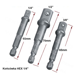 REDUKCJE ADAPTERY DO WKRĘTARKI NASADKI 1/4 3/8 1/2