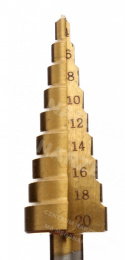 STEP CONE DRILL BIT HSS TITANIUM 4-20 DRILL BITS