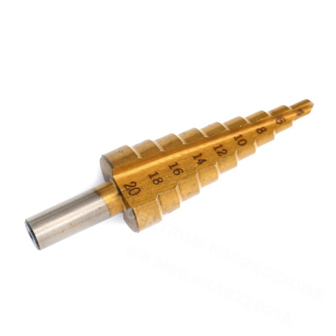 STEP CONE DRILL BIT HSS TITANIUM 4-20 DRILL BITS STEP CONE DRILL BIT HSS TITANIUM 4-20 DRILL BITS