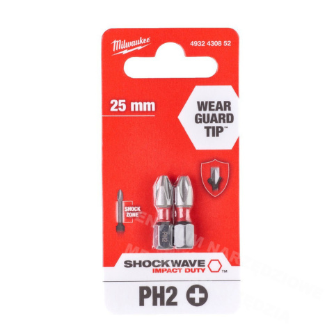 MILWAUKEE bit Shockwave PH2 2szt MILWAUKEE bit Shockwave PH2 2szt
