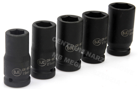 Nasadki udarowe 3/4" zestaw 5 kluczy udarowych 19-30 BJC Nasadki udarowe 3/4" zestaw 5 kluczy udarowych 19-30 BJC