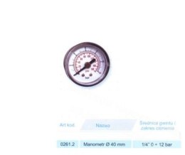 ADLER MANOMETR PNEUMATYCZNY 0-12BAR FI=40mm 1/4