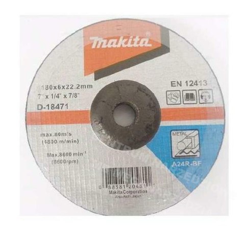 TARCZA DO SZLIFOWANIA METALU A24R 180x6x22,2mm WYGIĘTA MAKITA TARCZA DO SZLIFOWANIA METALU A24R 180x6x22,2mm WYGIĘTA MAKITA