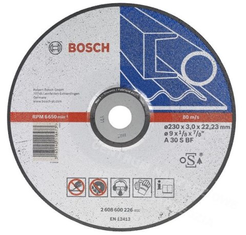 BOSCH TARCZA DO METALU WYGIĘTA 230*3,0*22 BOSCH BOSCH TARCZA DO METALU WYGIĘTA 230*3,0*22 BOSCH