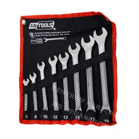 AWTOOLS KLUCZE PŁASKO-OCZKOWE KOMPLET 8 elementów 6,8,10,12,13,15,17,19 mm AWTOOLS KLUCZE PŁASKO-OCZKOWE KOMPLET 8 elementów 6,8,10,12,13,15,17,19 mm