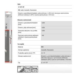 BRZESZCZOT DO PIŁY SZABLASTEJ S1411DF 300mm 2szt. DREWNO METAL BOSCH