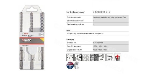 BOSCH WIERTŁO SDS PLUS-5X KPL. 3szt. 6/8/10x160mm BOSCH BOSCH WIERTŁO SDS PLUS-5X KPL. 3szt. 6/8/10x160mm BOSCH