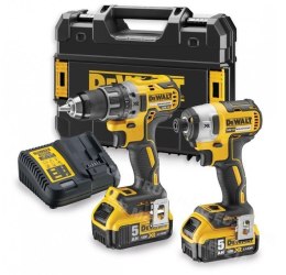 DEWALT Zestaw Combo 18V Wkrętarka DCD791 + Zakrętarka DCF887 2 x 5,0Ah + Walizka TSTAK DCK268P2T