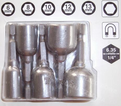 KOŃCÓWKI Z NASADKĄ MAGNETYCZNE 5szt. 6, 8, 10, 12, 13 mm MAKITA KOŃCÓWKI Z NASADKĄ MAGNETYCZNE 5szt. 6, 8, 10, 12, 13 mm MAKITA