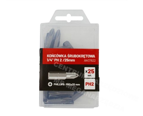 AWTOOLS KOŃCÓWKA ŚRUBOKRĘTOWA 1/4" PH 2 /25mm /25szt. AWTOOLS KOŃCÓWKA ŚRUBOKRĘTOWA 1/4" PH 2 /25mm /25szt.