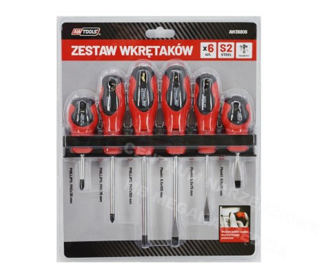 AWTOOLS ZESTAW WKRĘTAKÓW NA WIESZAKU /BLISTER S2 / 6szt.