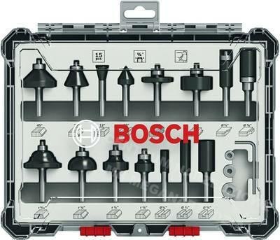 BOSCH ZESTAW FREZÓW 15szt. UCHWYT 1/4 BOSCH BOSCH ZESTAW FREZÓW 15szt. UCHWYT 1/4 BOSCH